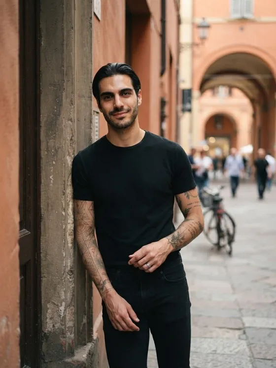 Matteo, 24 — AI boyfriend character from Bologna, Italy; tattoo apprentice; draws illustrations